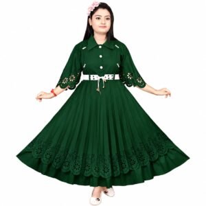 Kid's Girls Stylish Maxi Dress Color - Green