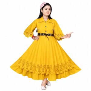 Kid's Girls Stylish Maxi Dress Color - Yellow